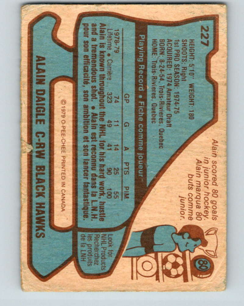 1979-80 O-Pee-Chee #227 Alain Daigle NHL Blackhawks 10427