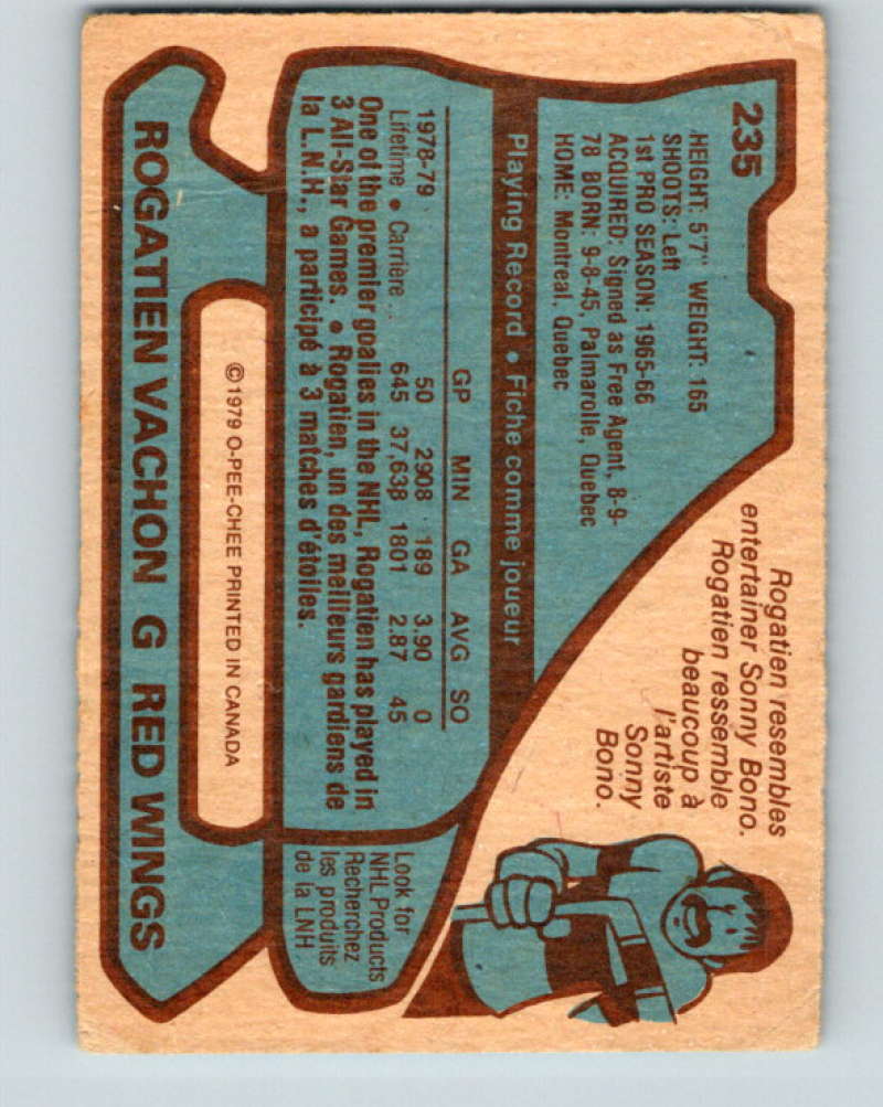 1979-80 O-Pee-Chee #235 Rogie Vachon NHL Red Wings 10438