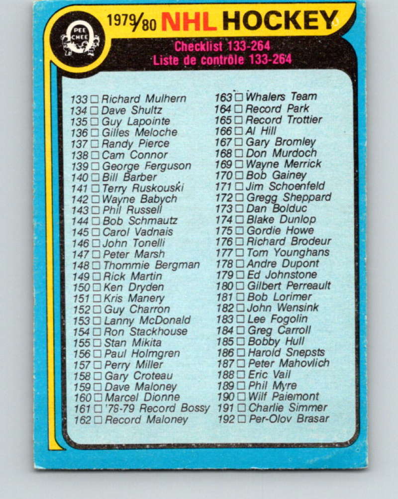 1979-80 O-Pee-Chee #237 Checklist NHL UER 10441 Image 1