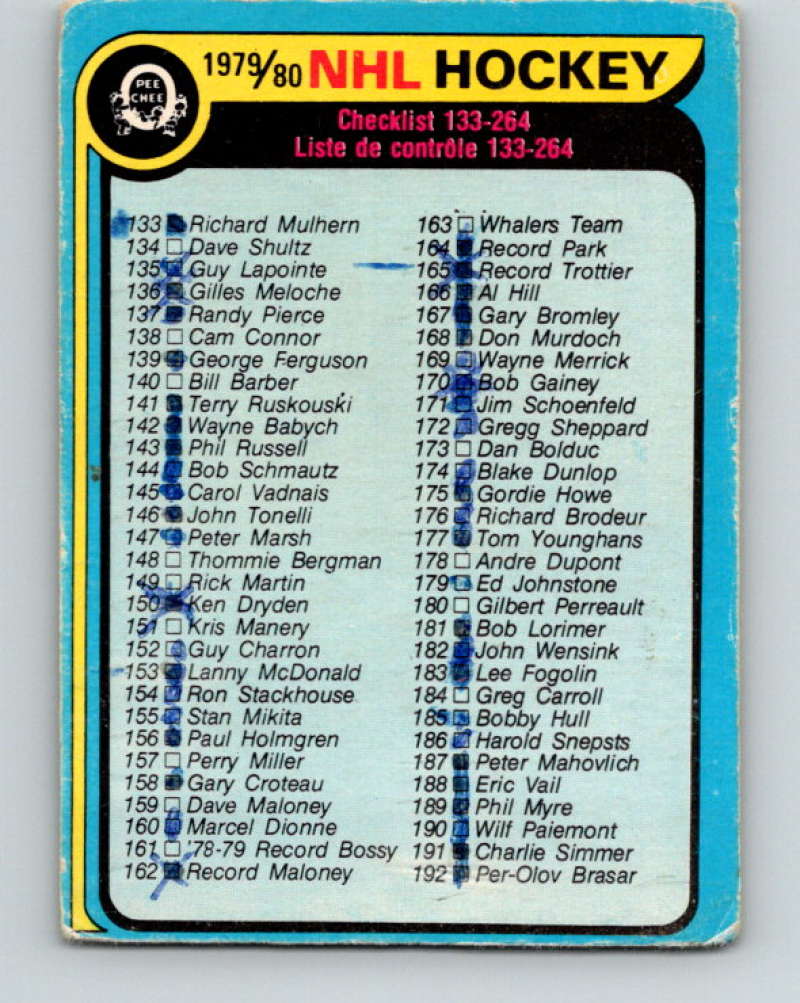 1979-80 O-Pee-Chee #237 Checklist NHL UER 10442 Image 1