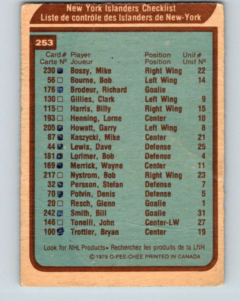 1979-80 O-Pee-Chee #253 Islanders Team NHL NY Islanders CL 10461