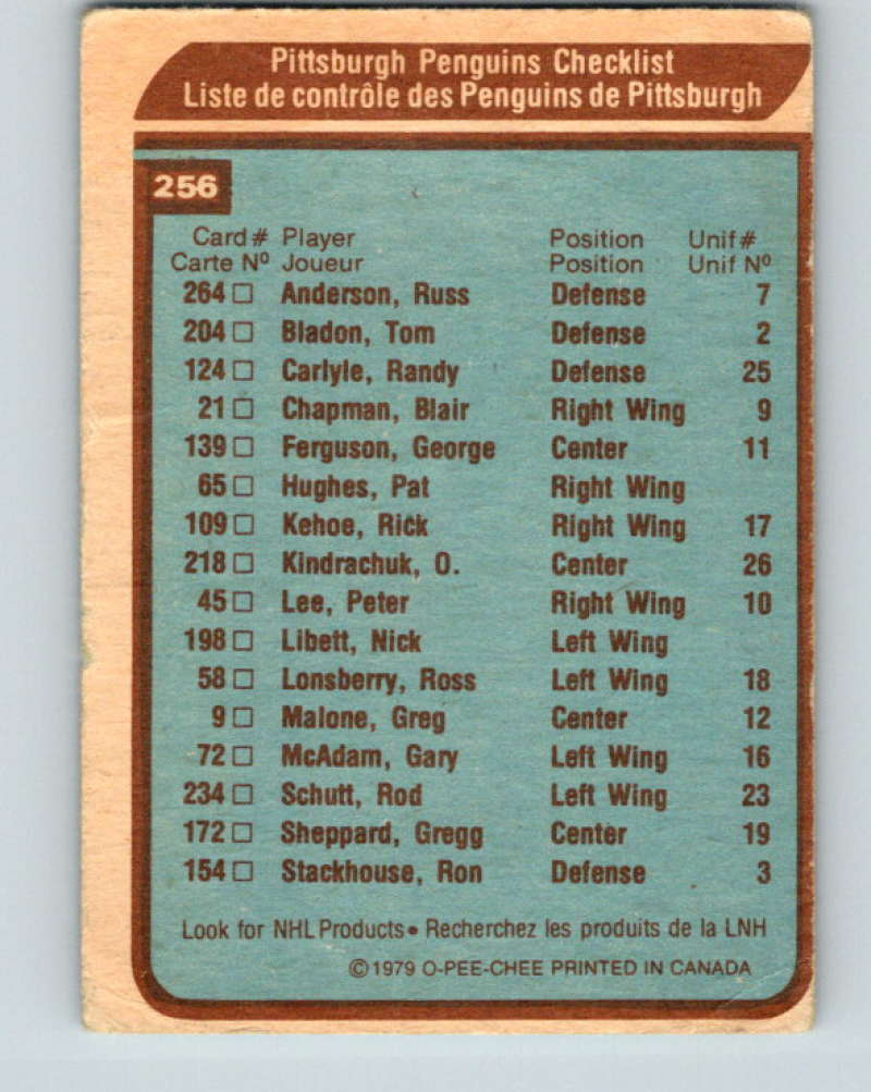 1979-80 O-Pee-Chee #256 Penguins Team NHL Penguins CL 10465