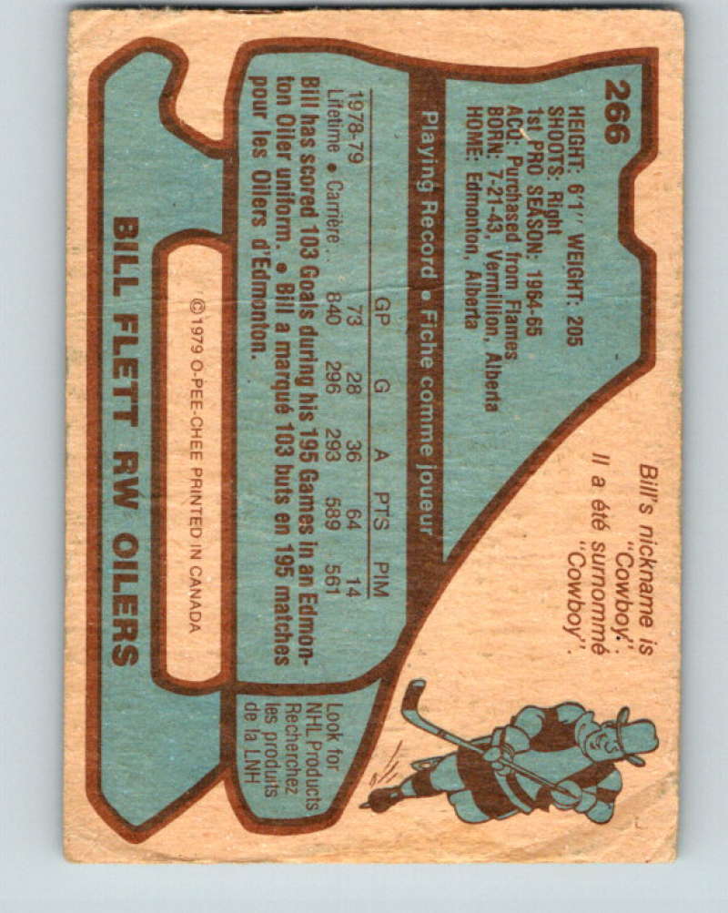 1979-80 O-Pee-Chee #266 Bill Flett NHL Oilers 10480