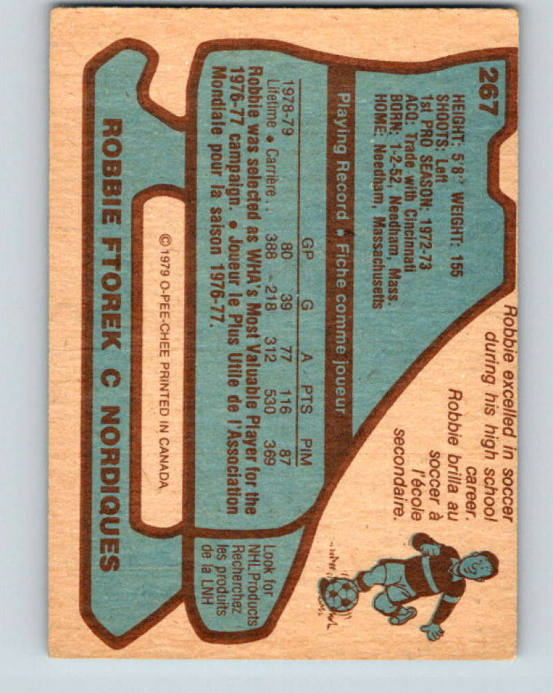 1979-80 O-Pee-Chee #267 Robbie Ftorek NHL Nordiques 10481