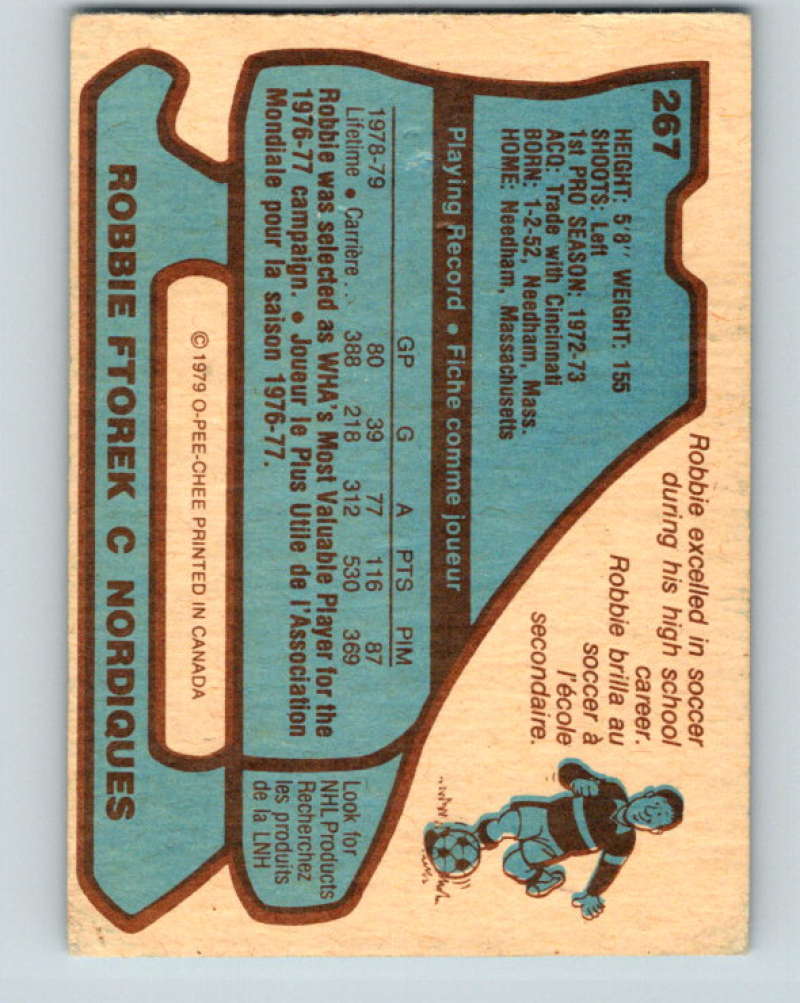 1979-80 O-Pee-Chee #267 Robbie Ftorek NHL Nordiques 10482