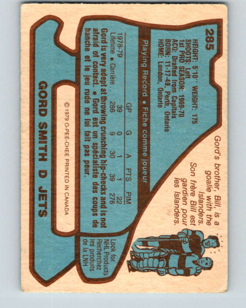 1979-80 O-Pee-Chee #285 Gord Smith NHL Winn Jets 10508