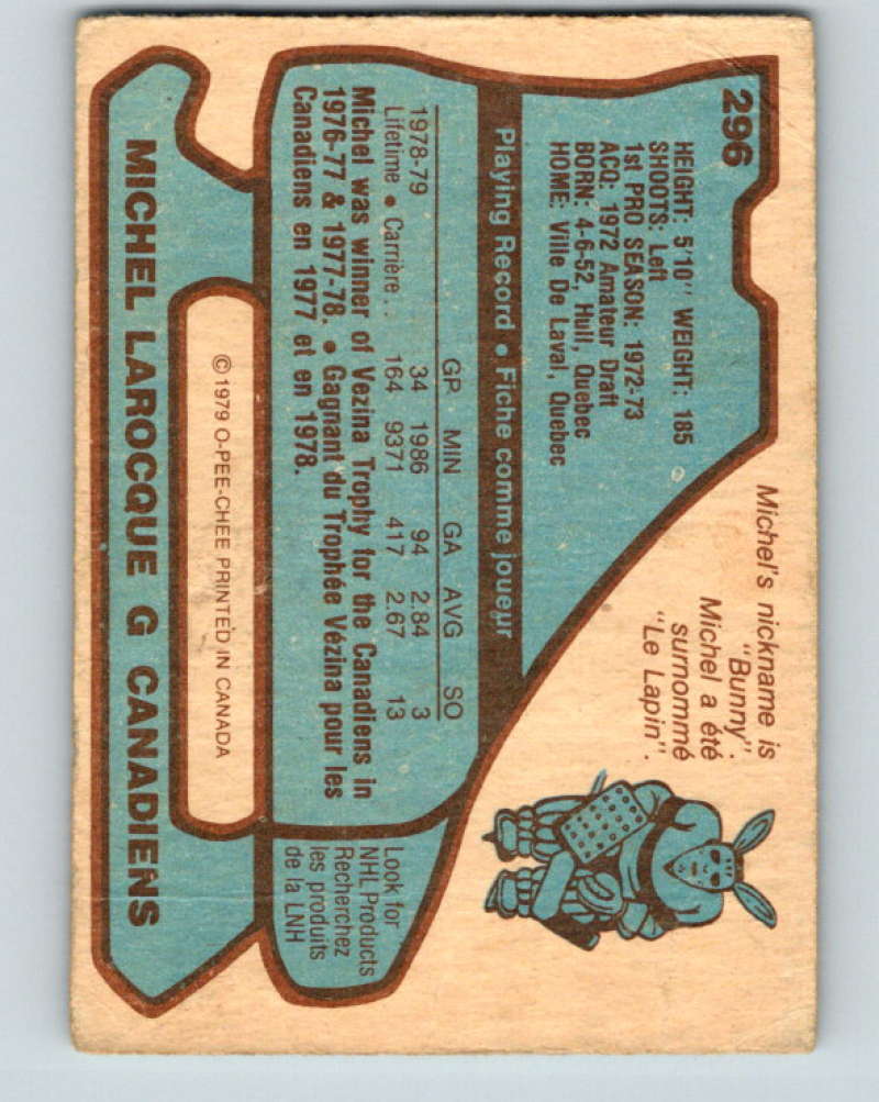 1979-80 O-Pee-Chee #296 Michel Larocque NHL Canadiens 10520