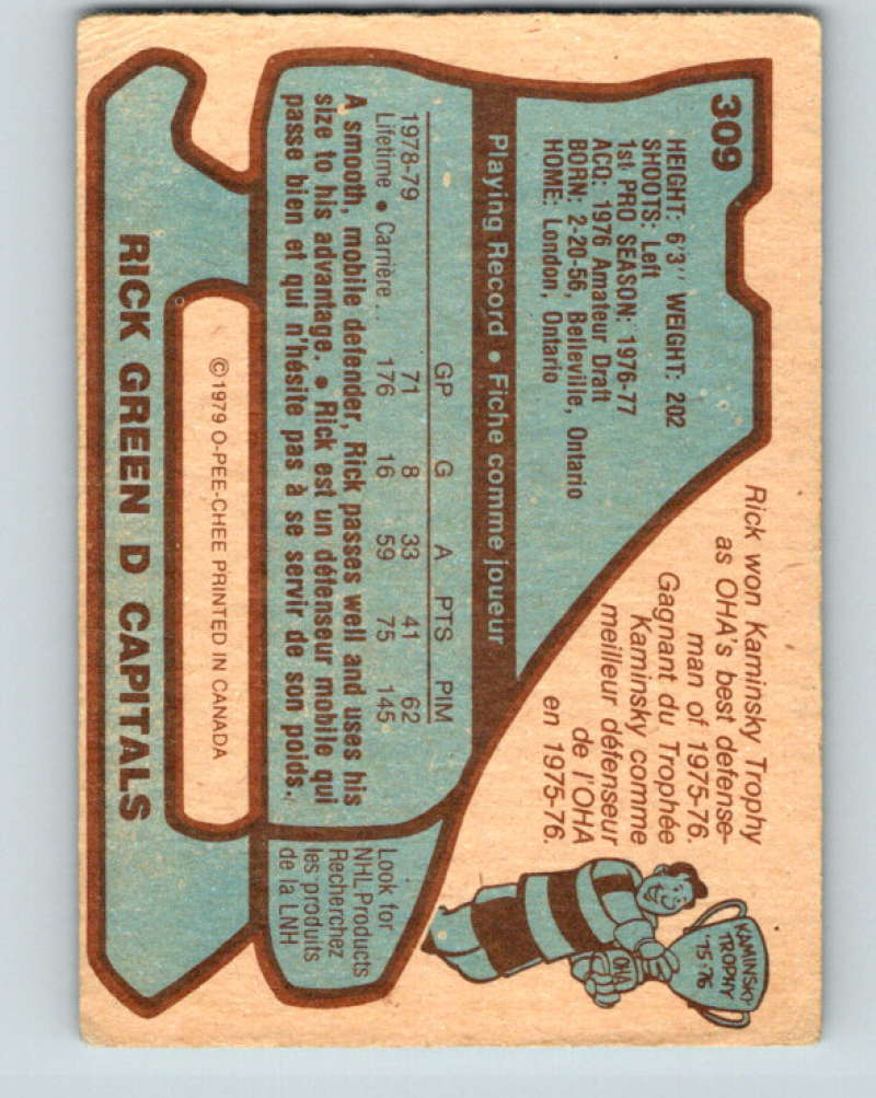 1979-80 O-Pee-Chee #309 Rick Green NHL Capitals 10537