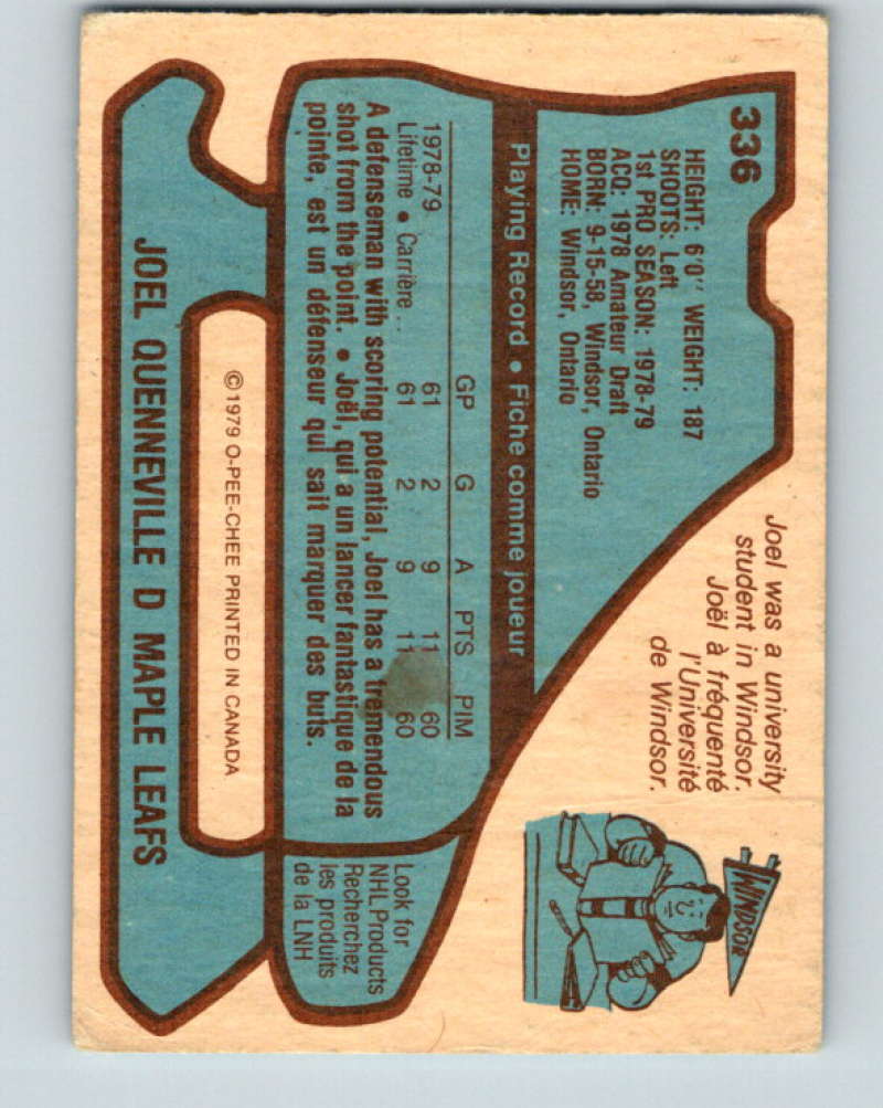 1979-80 O-Pee-Chee #336 Joel Quenneville NHL RC Rookie Maple Leafs 10582