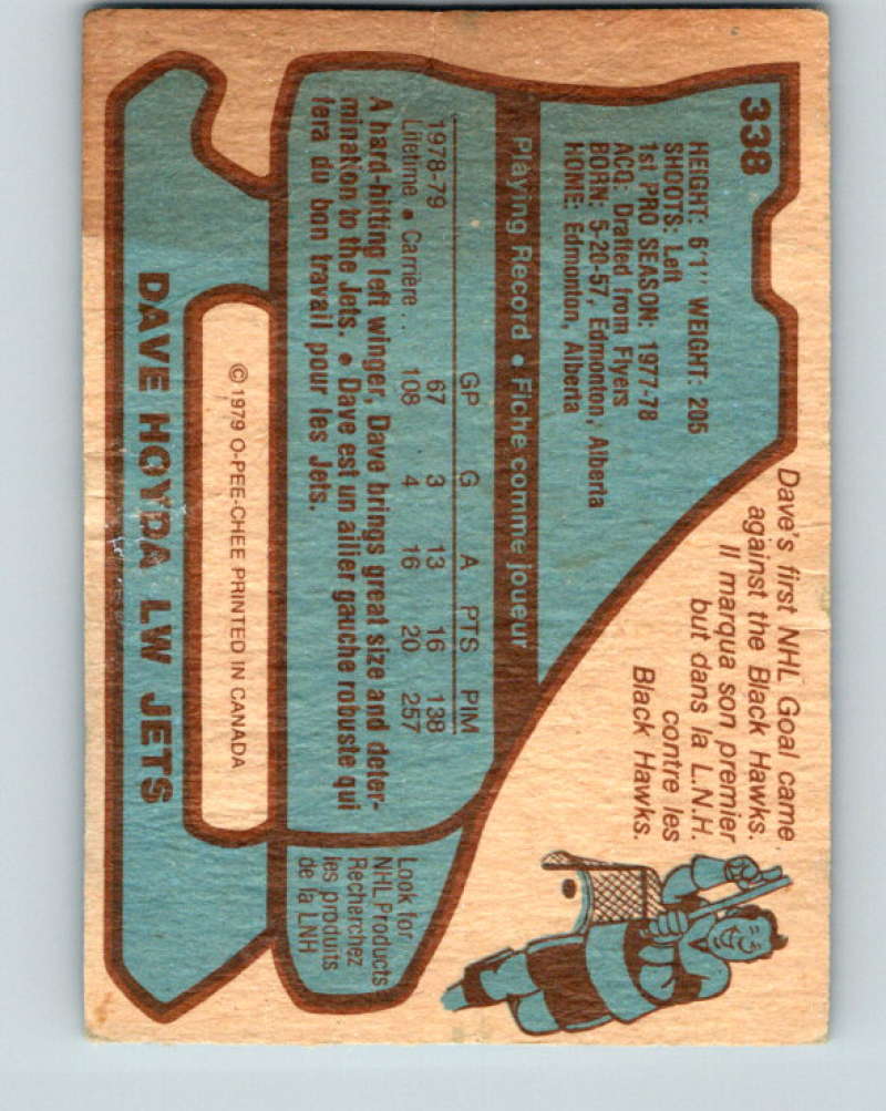 1979-80 O-Pee-Chee #338 Dave Hoyda NHL RC Rookie Winn Jets 10586