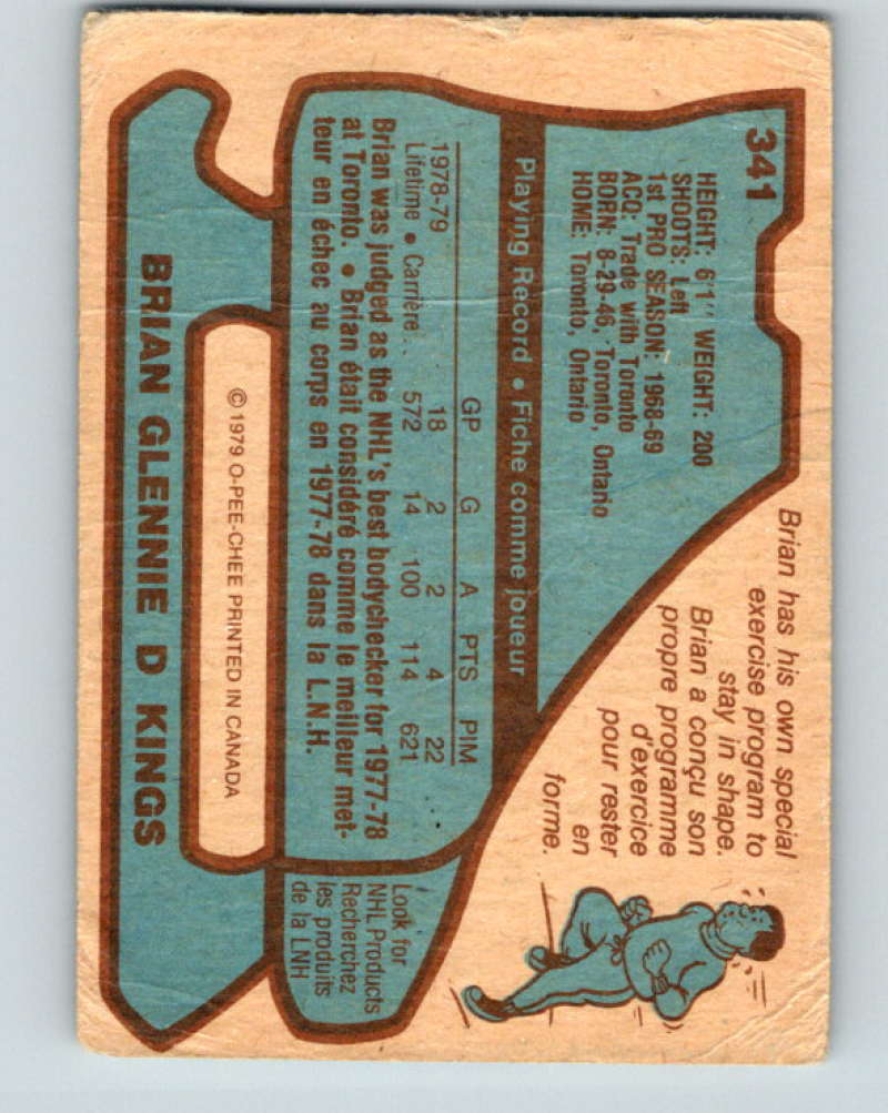 1979-80 O-Pee-Chee #341 Brian Glennie NHL Kings 10589