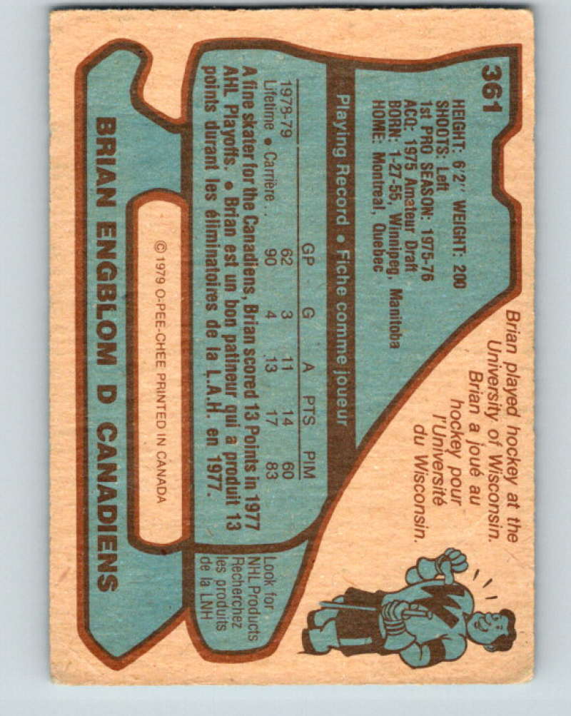 1979-80 O-Pee-Chee #361 Brian Engblom NHL RC Rookie 10619