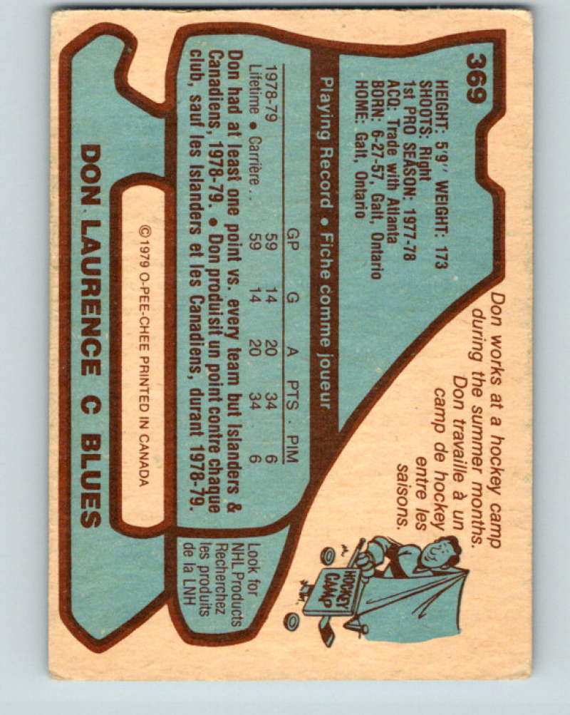 1979-80 O-Pee-Chee #369 Don Laurence NHL RC Rookie Blues 10627