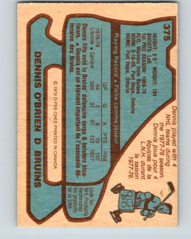 1979-80 O-Pee-Chee #375 Dennis O'Brien NHL Bruins 10636