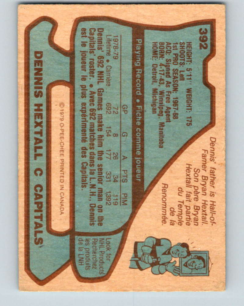 1979-80 O-Pee-Chee #392 Dennis Hextall NHL Capitals 10660