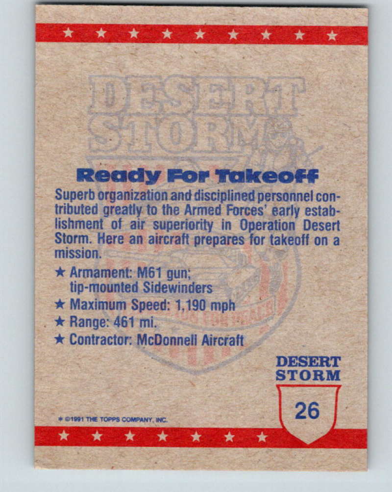 1991 Topps Desert Storm #26 Ready for Takeoff Mint Image 2