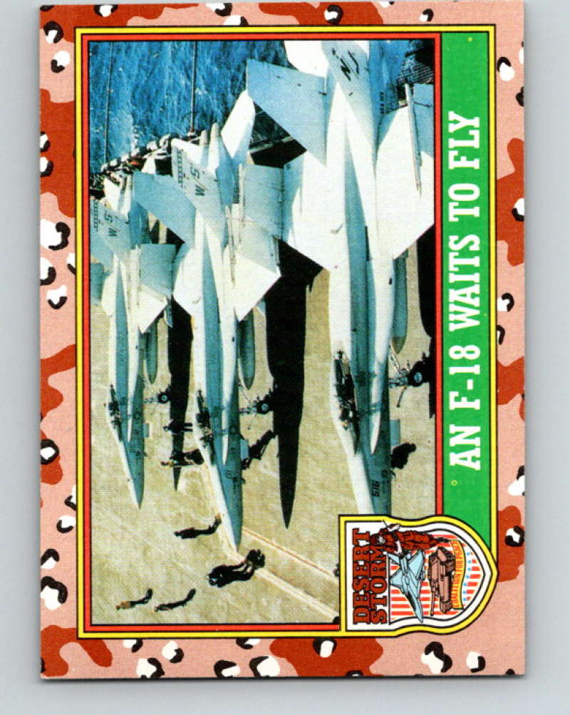 1991 Topps Desert Storm #29 An F-18 Waits To Fly Mint Image 1