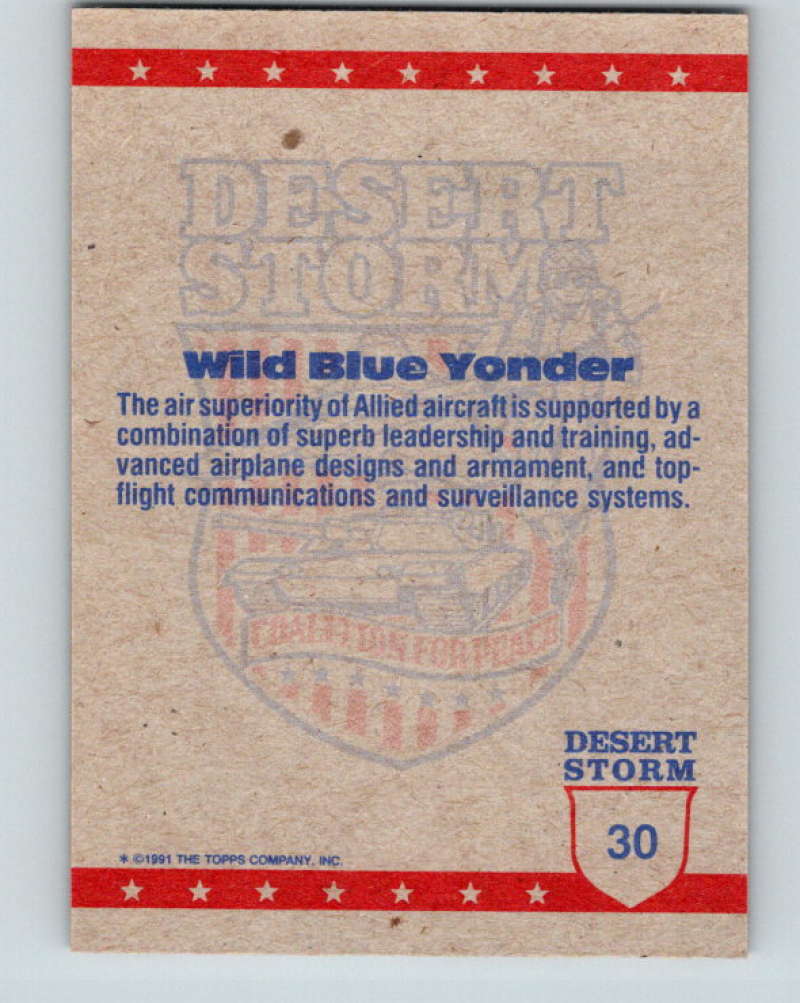 1991 Topps Desert Storm #30 Wild Blue Yonder Mint Image 2