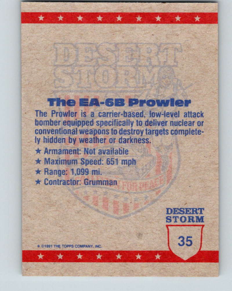 1991 Topps Desert Storm #35 EA-6B Prowler Mint Image 2