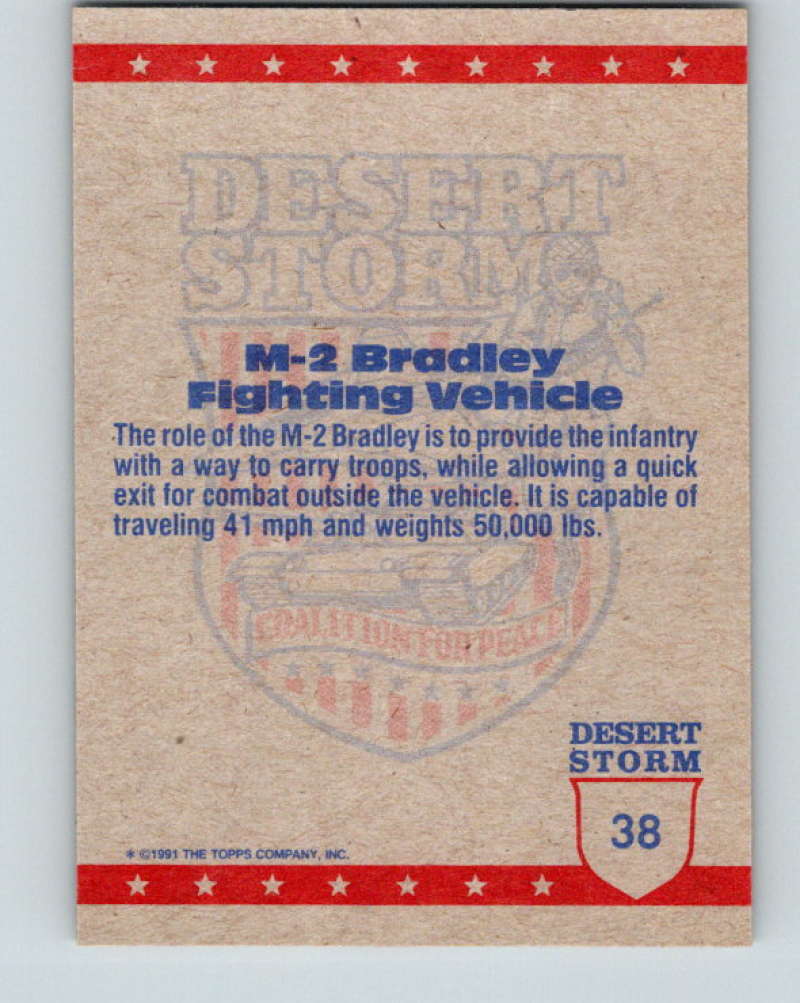 1991 Topps Desert Storm #38 M-2 Bradley Tank Mint Image 2