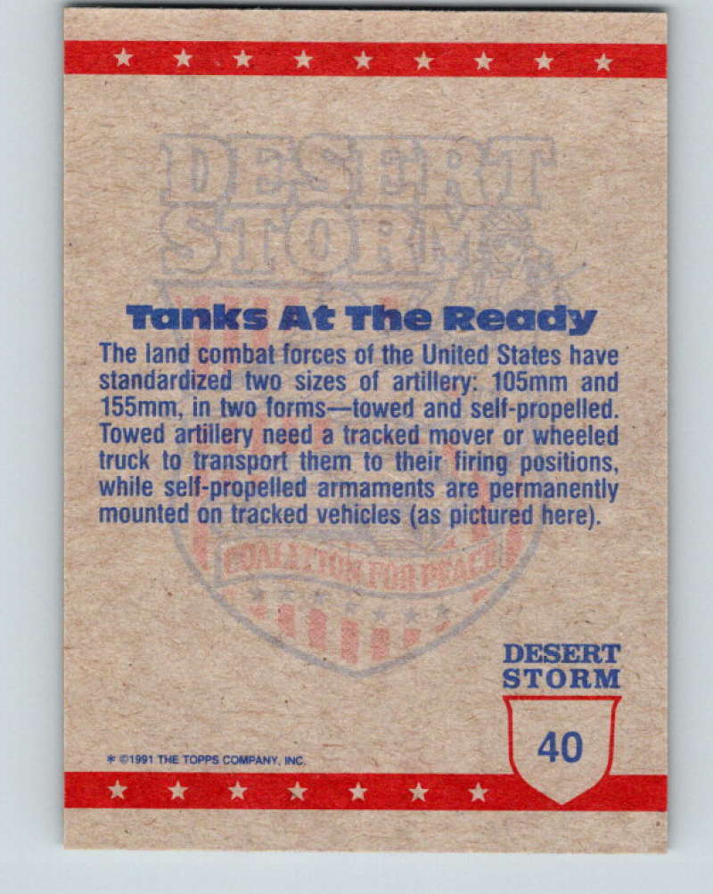 1991 Topps Desert Storm #40 Tanks Take a Strong Hold Mint Image 2