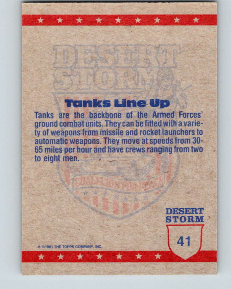 1991 Topps Desert Storm #41 Lining Up the Tanks Mint Image 2