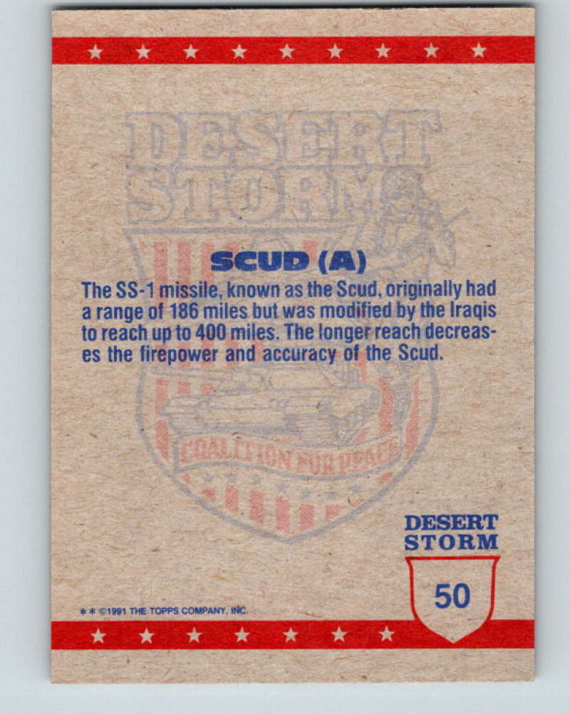 1991 Topps Desert Storm #50 SCUD Missile A Mint Image 2