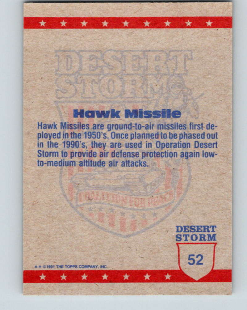 1991 Topps Desert Storm #52 Hawk Missile Mint