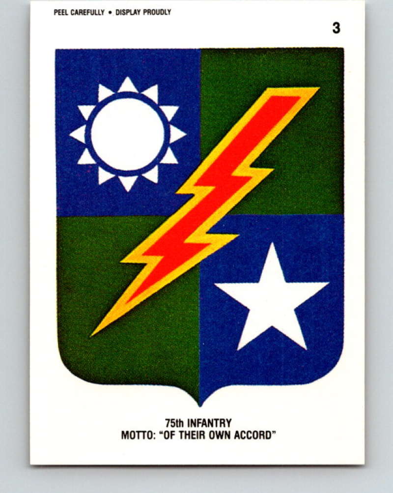 1991 Topps Desert Storm Stickers #3 75th Infantry Motto Of Their Own Accord MINT Image 1