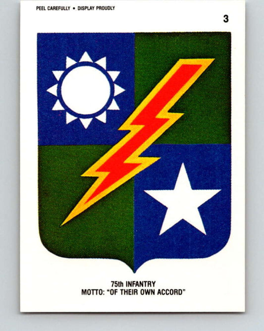 1991 Topps Desert Storm Stickers #3 75th Infantry Motto Of Their Own Accord MINT  Image 1