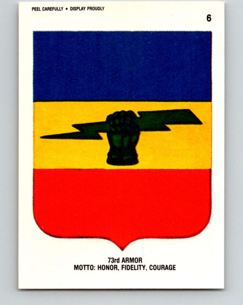 1991 Topps Desert Storm Stickers #6 73rd Armor Motto Honor/Fidelity/Courage MINT Image 1