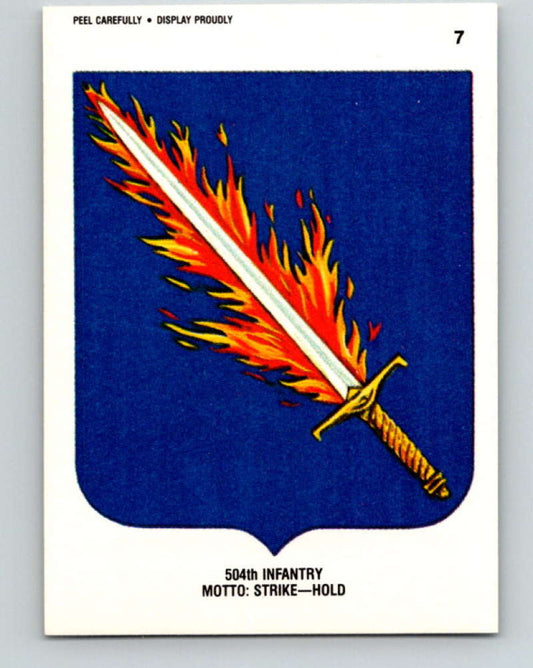 1991 Topps Desert Storm Stickers #7 504th Infantry Motto Strike - Hold MINT