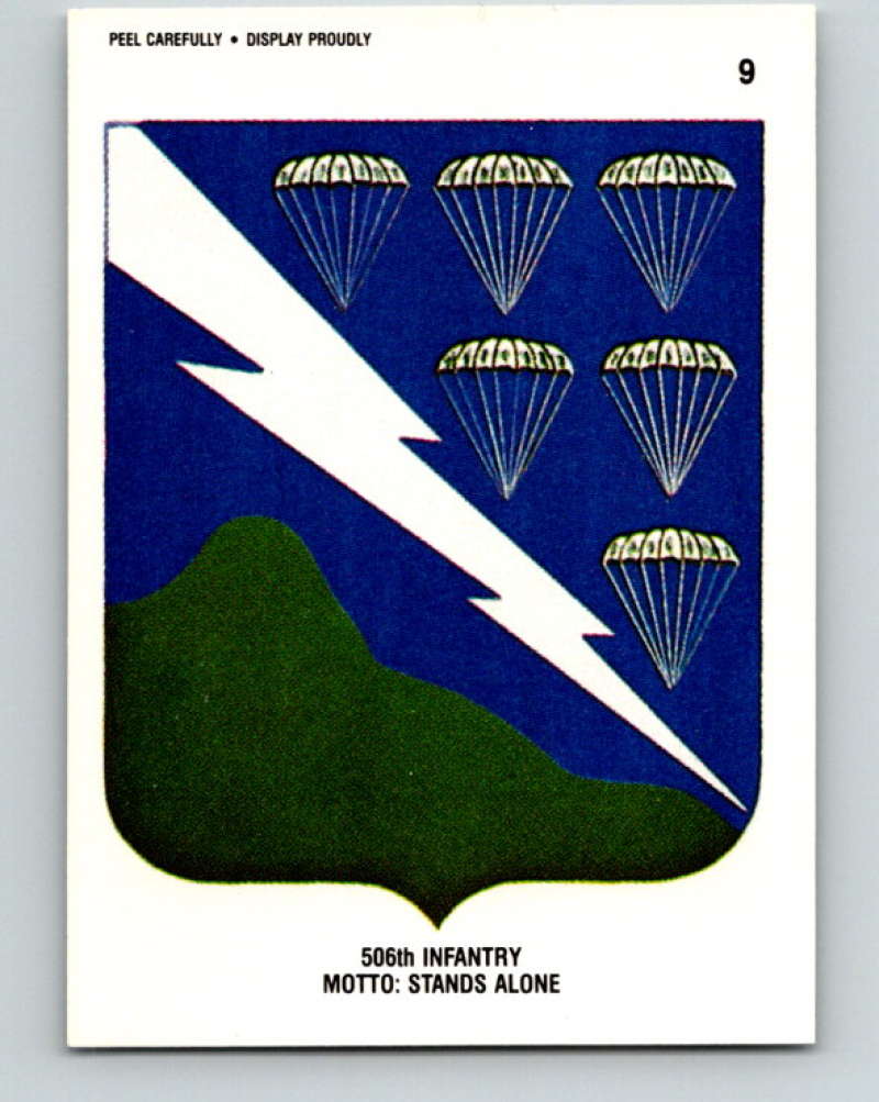 1991 Topps Desert Storm Stickers #9 506th Infantry Motto Stands Alone MINT Image 1
