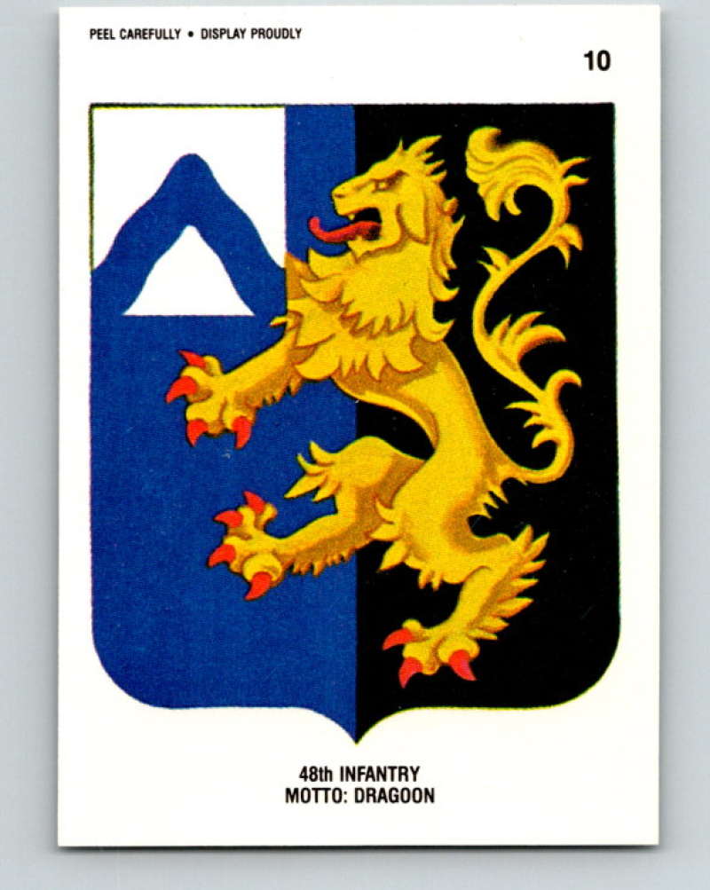 1991 Topps Desert Storm Stickers #10 48th Infantry Motto Dragoon MINT Image 1