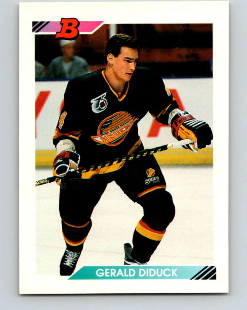 1992-93 Bowman #65 Gerald Diduck Mint Vancouver Canucks Image 1