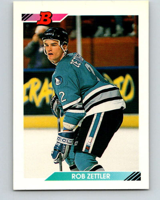 1992-93 Bowman #84 Rob Zettler Mint San Jose Sharks  Image 1