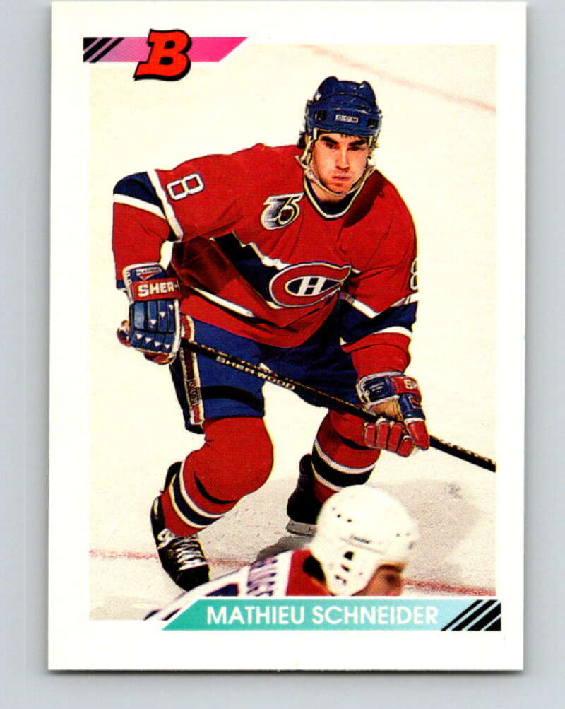 1992-93 Bowman #190 Mathieu Schneider Mint Montreal Canadiens Image 1