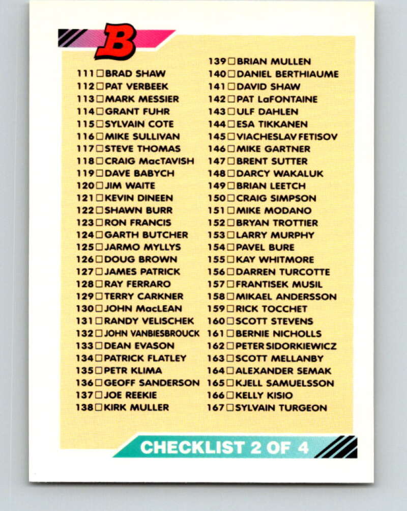 1992-93 Bowman #221 Checklist 111-220 Mint Image 1