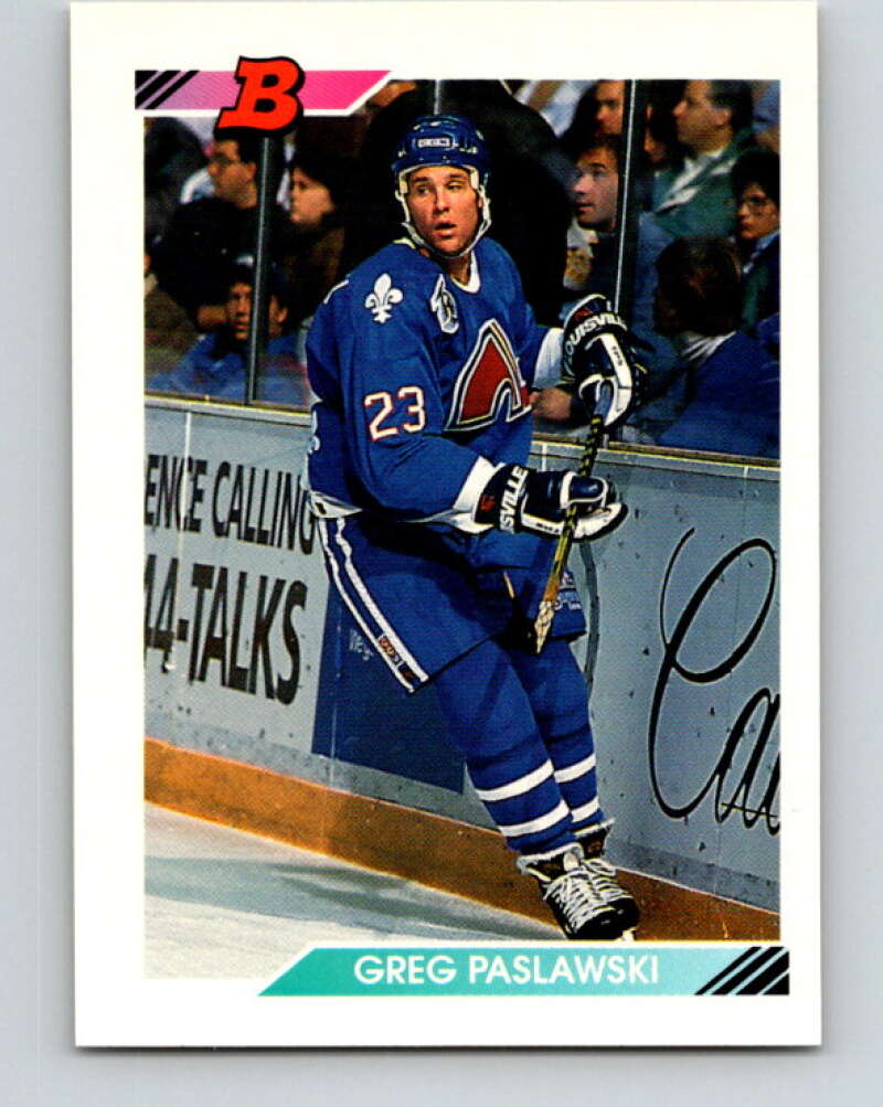 1992-93 Bowman #277 Greg Paslawski Mint Quebec Nordiques Image 1