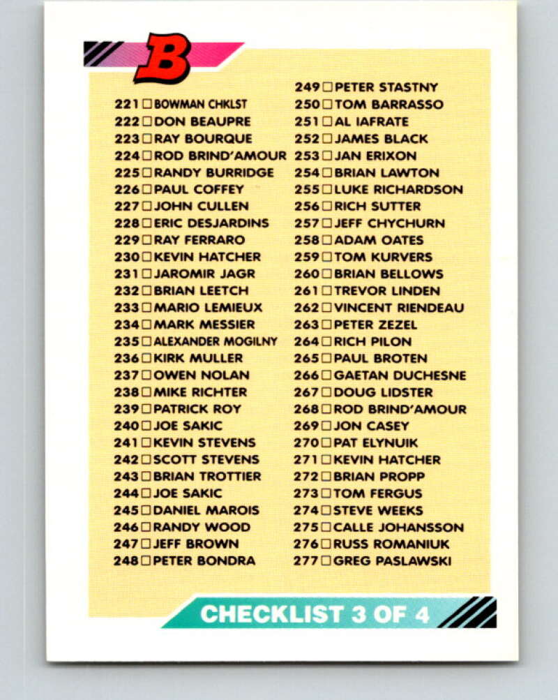1992-93 Bowman #330 Checklist 221-331 Mint Image 1