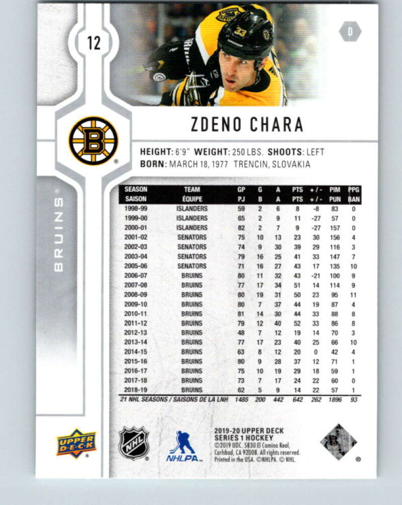 2019-20 Upper Deck #12 Zdeno Chara Mint Boston Bruins
