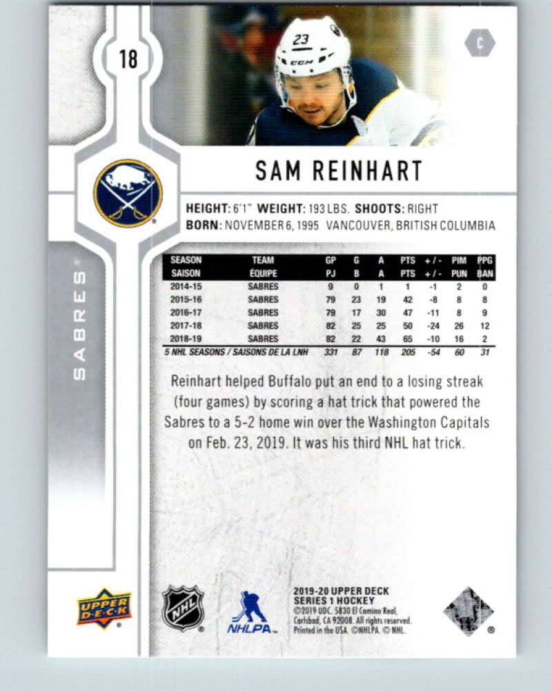 2019-20 Upper Deck #18 Sam Reinhart Mint Buffalo Sabres