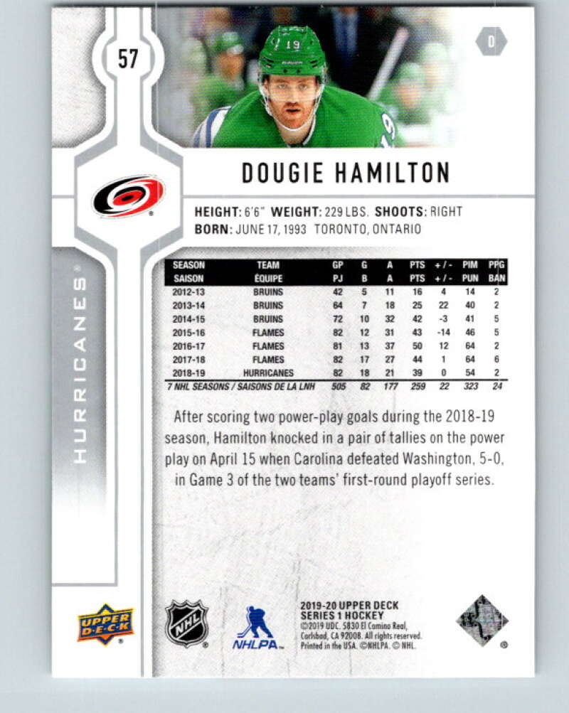 2019-20 Upper Deck #57 Dougie Hamilton Mint Carolina Hurricanes Image 2