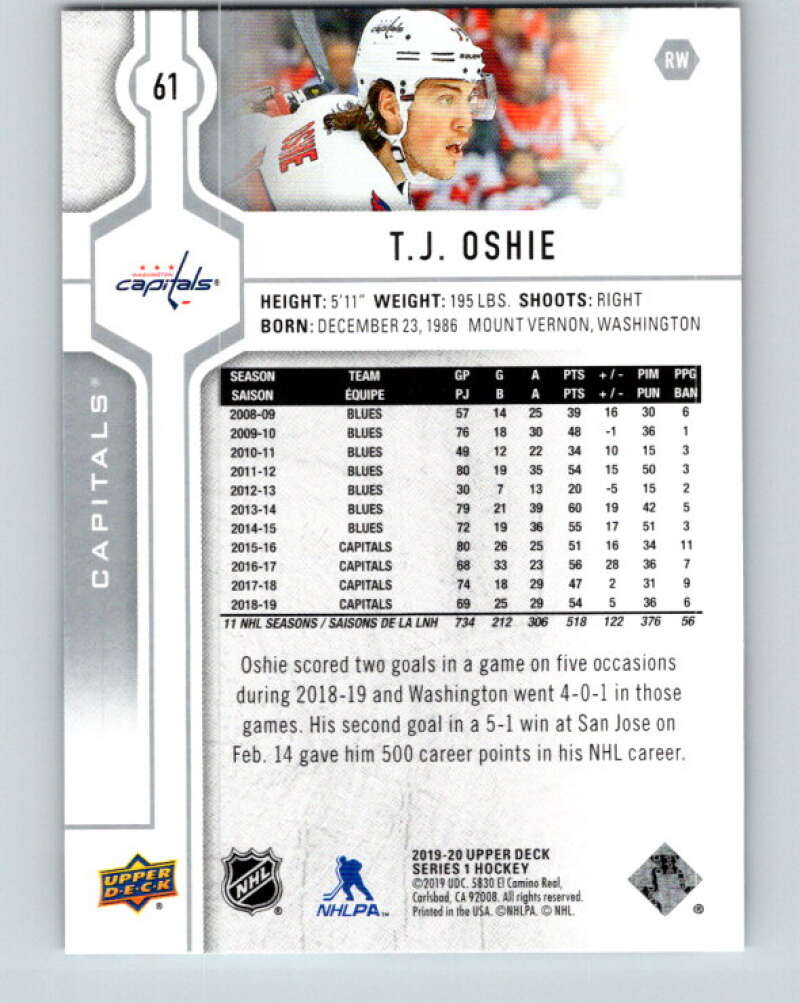 2019-20 Upper Deck #61 T.J. Oshie Mint Washington Capitals
