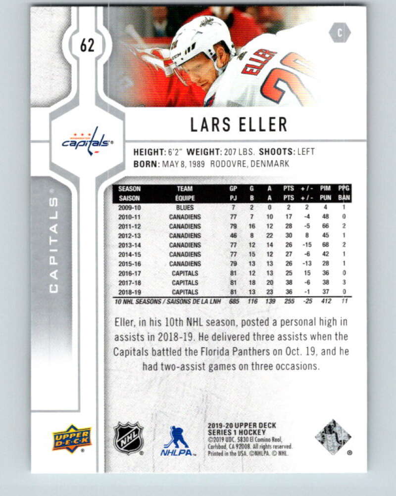 2019-20 Upper Deck #62 Lars Eller Mint Washington Capitals Image 2