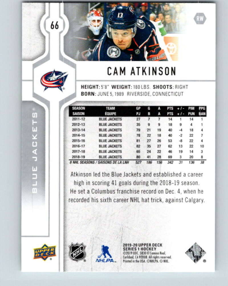 2019-20 Upper Deck #66 Cam Atkinson Mint Columbus Blue Jackets Image 2