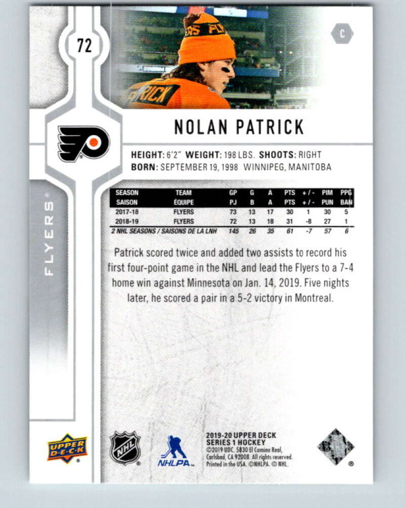 2019-20 Upper Deck #72 Nolan Patrick Mint Philadelphia Flyers Image 2