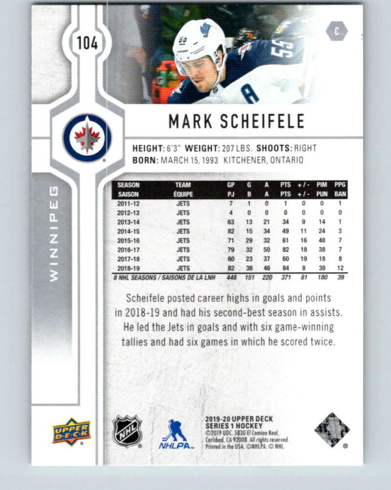 2019-20 Upper Deck #104 Mark Scheifele Mint Winnipeg Jets
