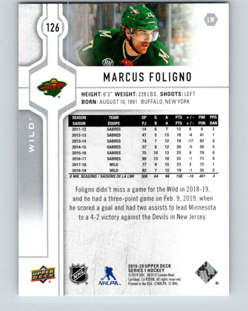 2019-20 Upper Deck #126 Marcus Foligno Mint Minnesota Wild