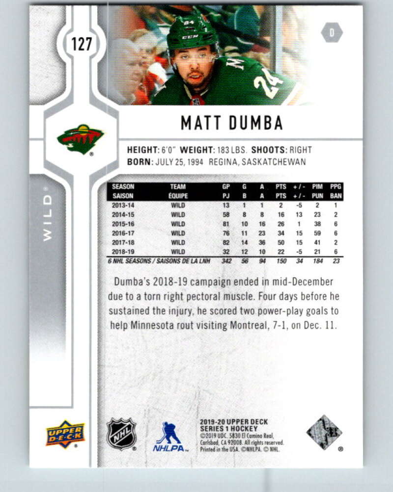 2019-20 Upper Deck #127 Matt Dumba Mint Minnesota Wild Image 2